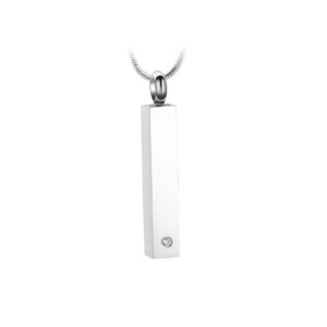 Pendant Tube rectangular zircon - Silver