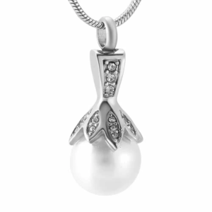 Pendant White Flower - Silver