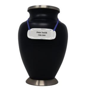 plaque argent ruban bleu