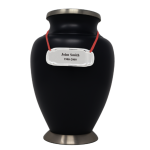 plaque argent ruban rouge