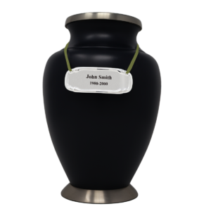 plaque argent ruban vert