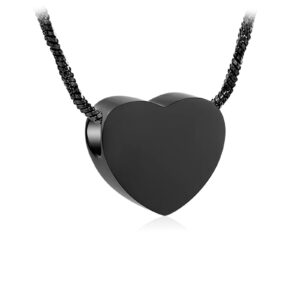 Pendentif Petit Coeur Plat - Noir