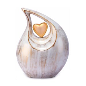 Urne funéraire en laiton - Goutte coeur doré