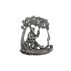 Appliqué en laiton – Pêcheur – Argent antique