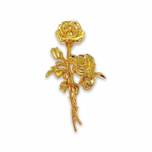 Appliqué en laiton - Duo roses - Or